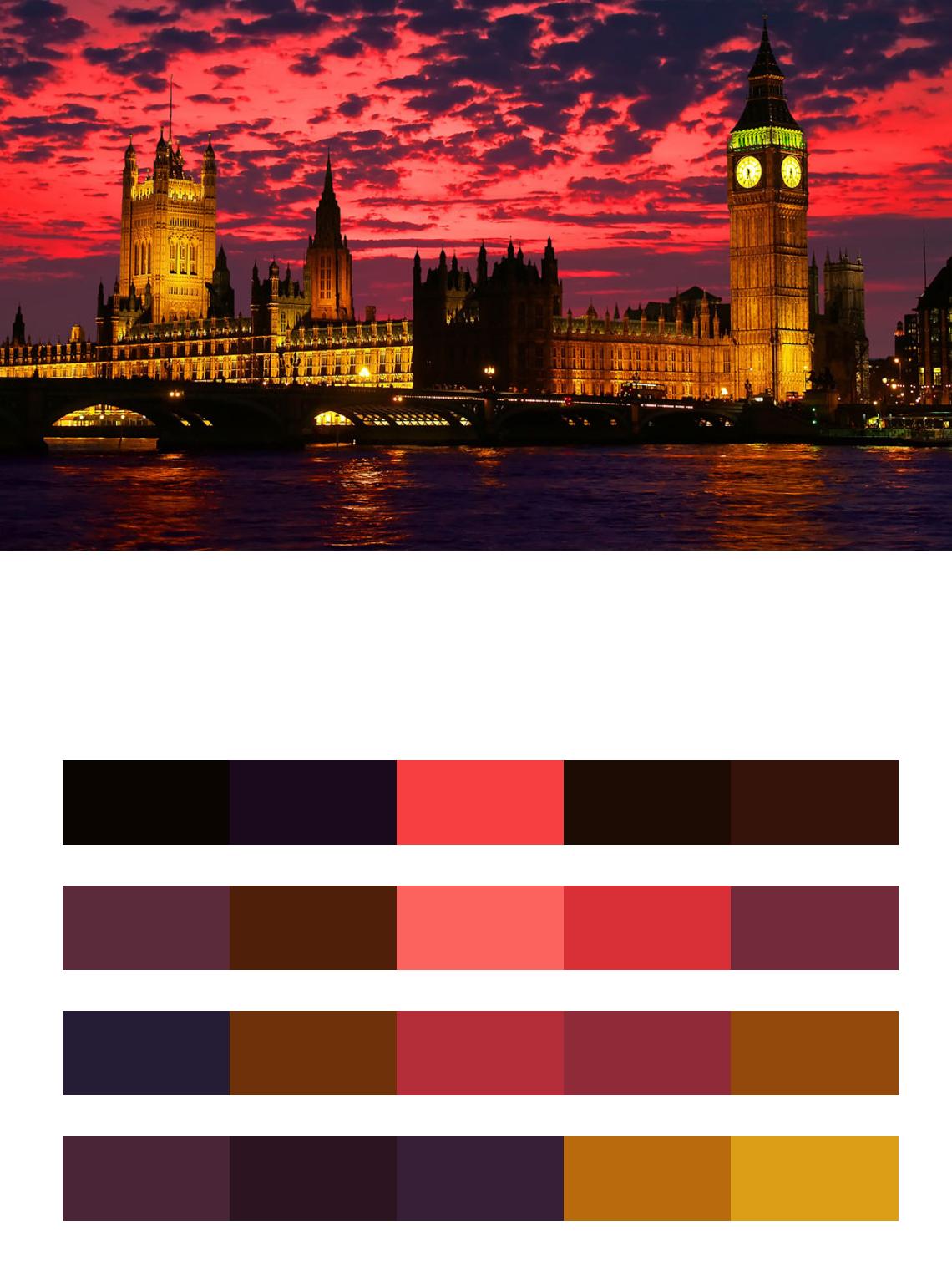 Ночной лондон с фантастичным небом цвета